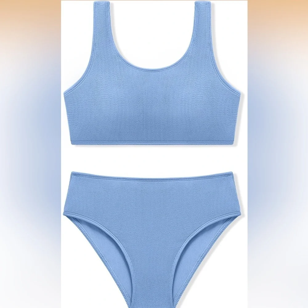 URMAGIC Girls Two Piece Swimsuits Ribbed Bikini Sets 11-12 Y/ 796-10
